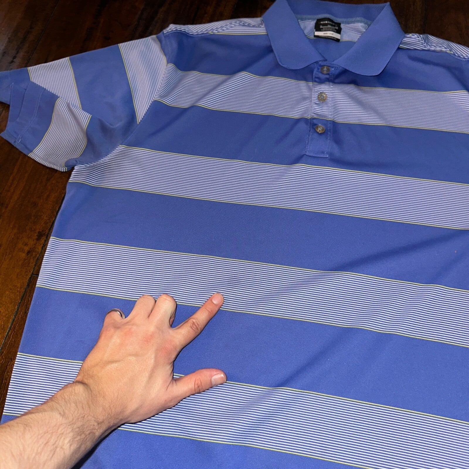 Nike Golf Purple Stripe Vintage Style T Shirt Dri Fit XL Tiger Woods Summer