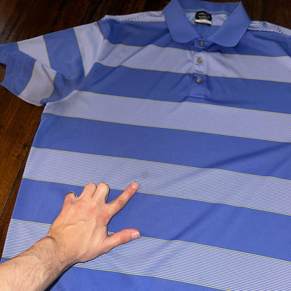 Nike Golf Purple Stripe Vintage Style T Shirt Dri Fit XL Tiger Woods Summer