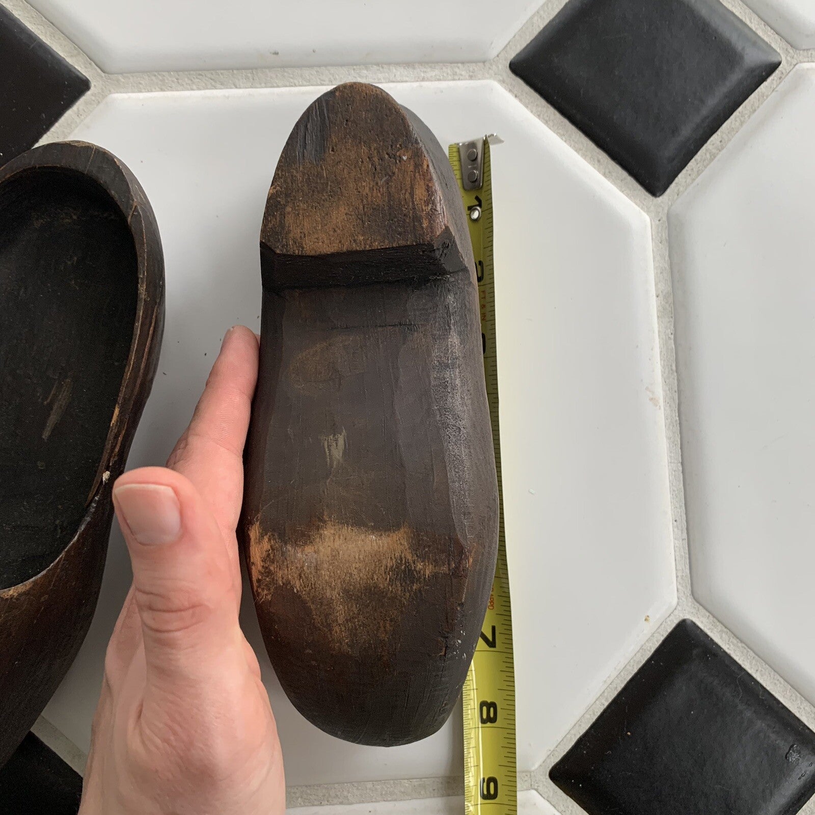 Antique Primitive Early Carved Wood Pair Clogs Shoes 1919 France Dutch Slippers