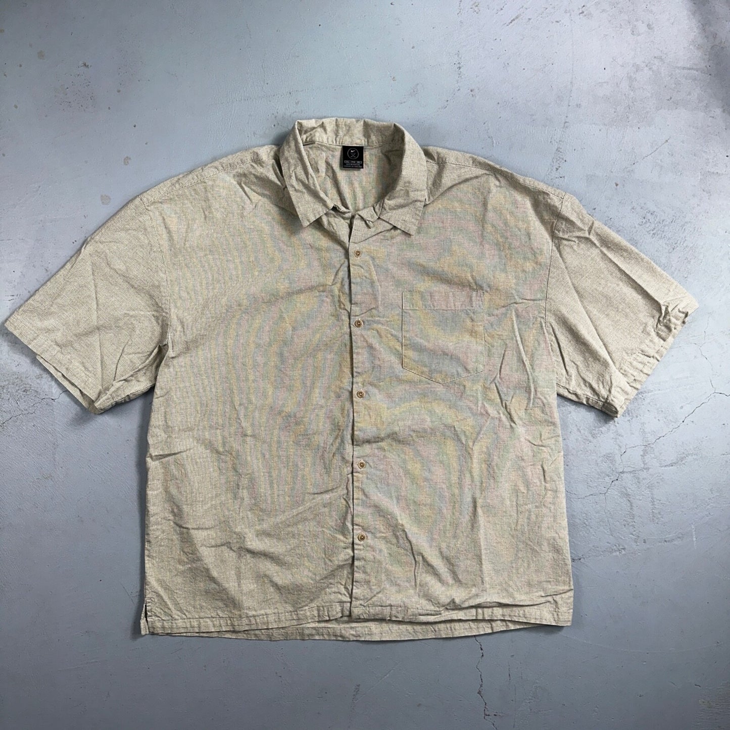 Nike Golf Tiger Woods Button Up Hawaiian Plaid Men's 2XL Shirt Gray Down Basic