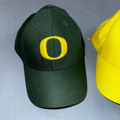Nike Oregon Ducks VTG Hat Cap Snapback Lot of 3 Yellow Green Eugene Running Y2K