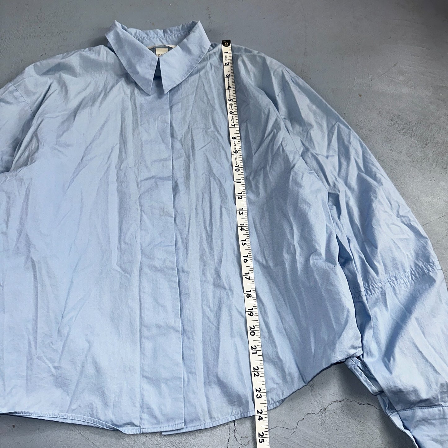 H&M Dress Shirt Womens Size 14 Blue Basic Long Sleeve Button-Up HM Casual