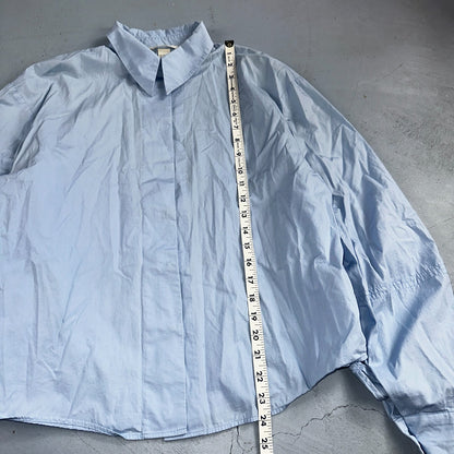H&M Dress Shirt Womens Size 14 Blue Basic Long Sleeve Button-Up HM Casual