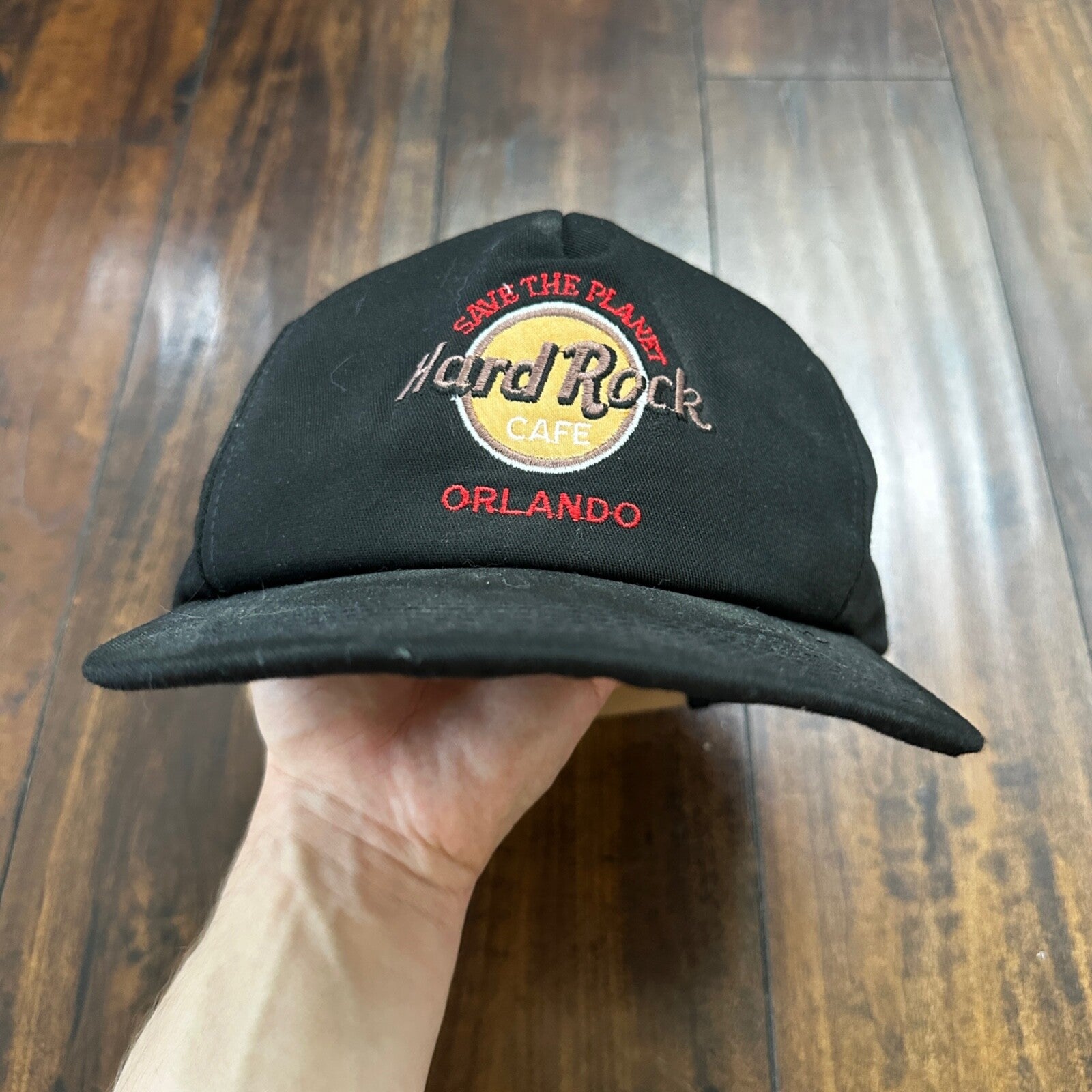 Orlando Hard Rock Cafe Vintage Hat Cap Snapback USA Black 90s Save Planet