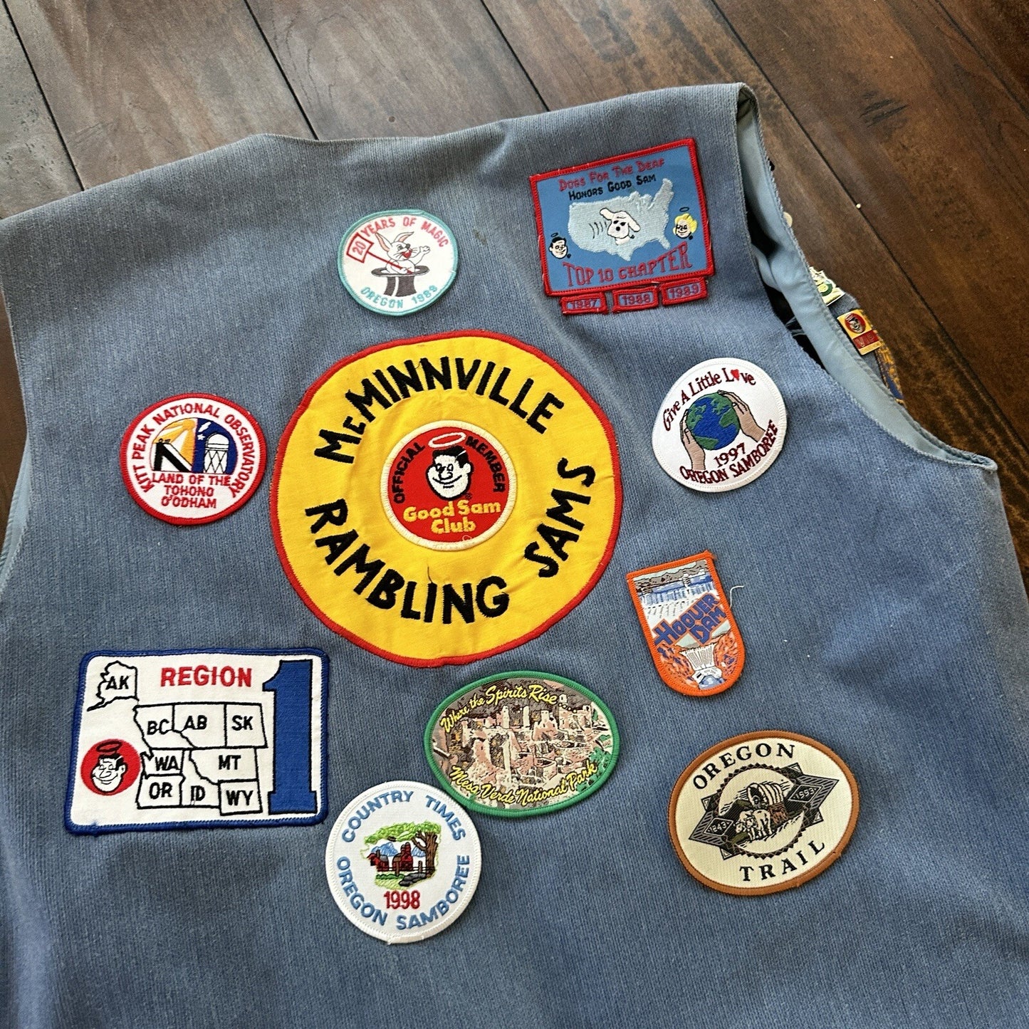Vintage Rockabilly Patchwork Vest Lot Pins 2 Patches Rare Oregon McMinnville PDX