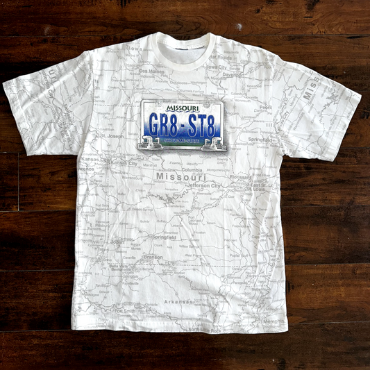 Missouri Map Great State Vintage T Shirt Y2K AOP Full Print Road Tour Travel
