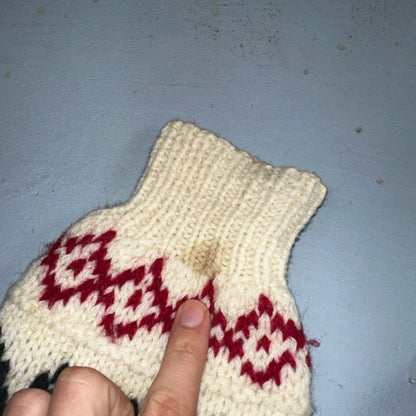 John Ashford VTG 80s Sweater Mens L Cream Multi Wool Fair Isle Hand Knit Crew