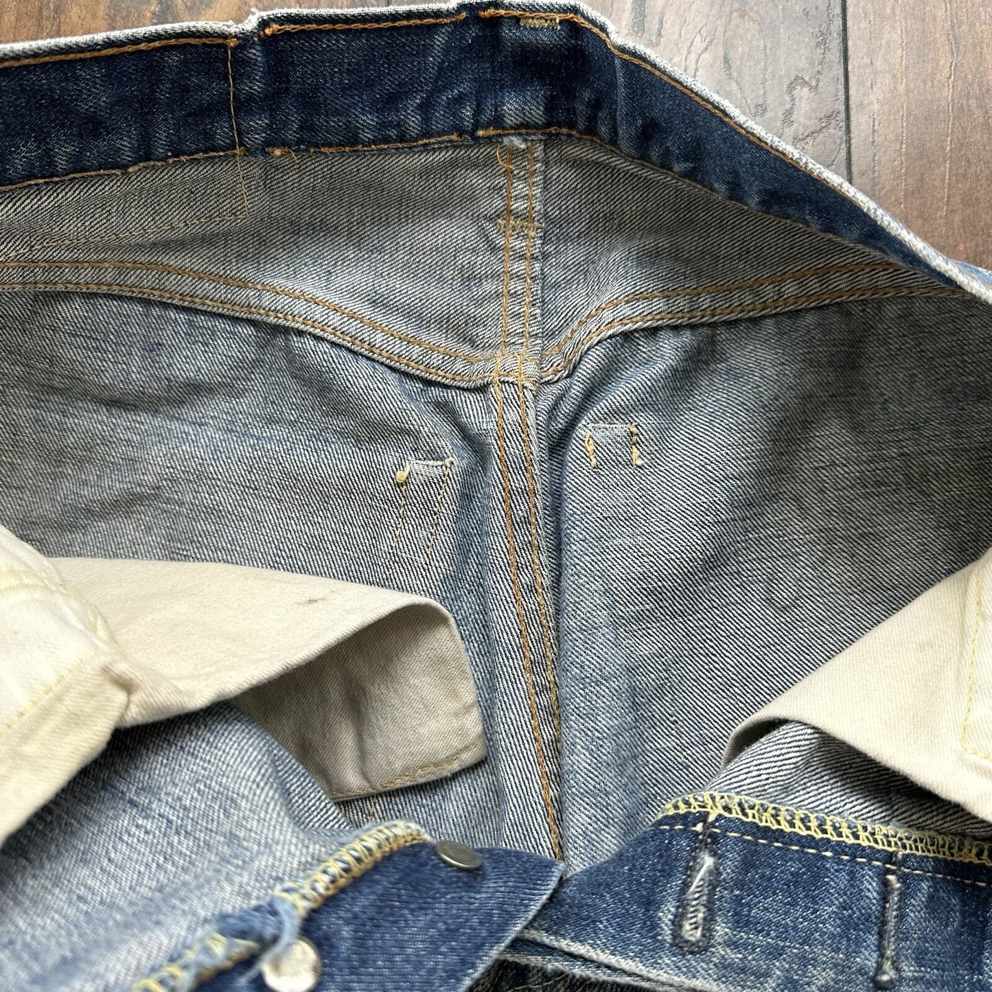 Levis 501 XX Big E True Vintage 60s Redline THRASHED Denim Jeans 1960s 27x26