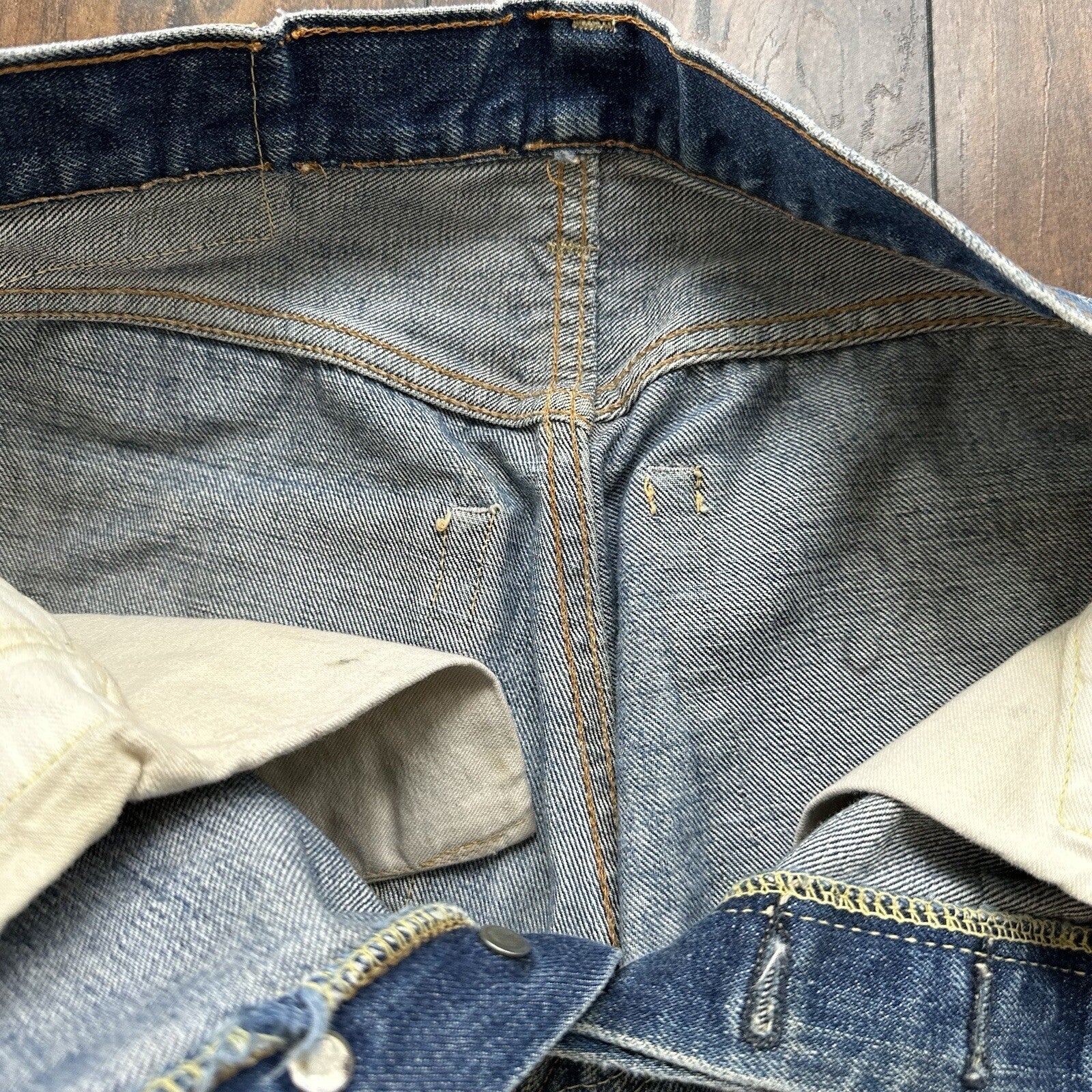 Levis 501 XX Big E True Vintage 60s Redline THRASHED Denim Jeans 1960s 27x26