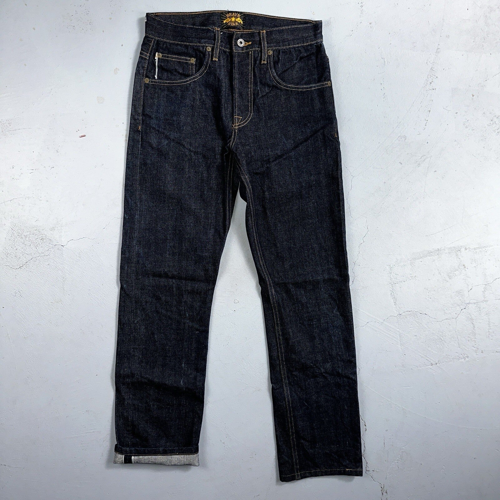 Brave Star Jeans Mens 30x30 Blue Selvedge Cone Denim Dark Wash Button Fly