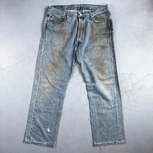 Levis 501 Vintage Y2K XX Straight Leg Jeans 90s Blue Light Wash 36x30 Act 35x29