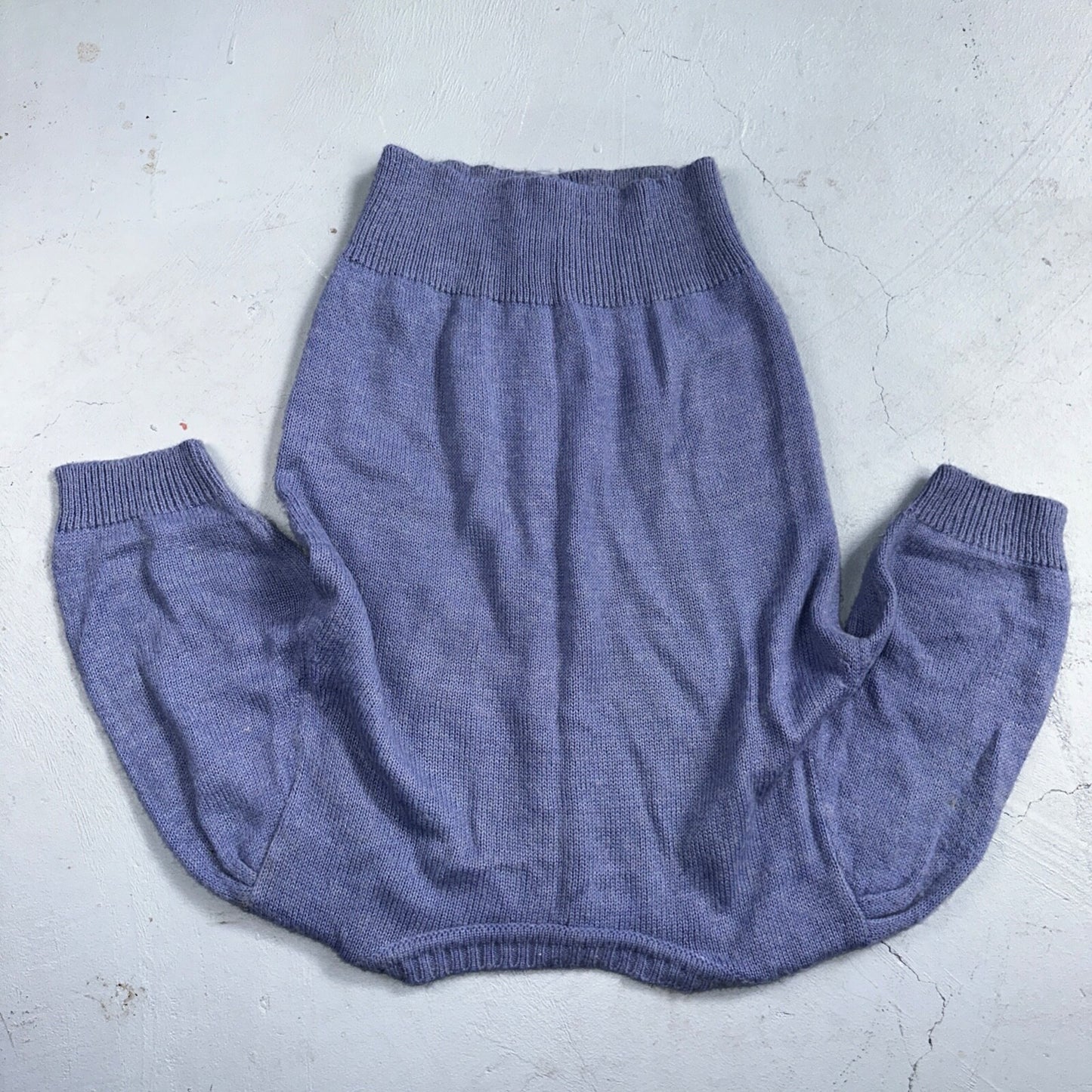 Vintage Sweater Womens Purple Open Knit Short Sleeve 80s Round Neck Top 1980s