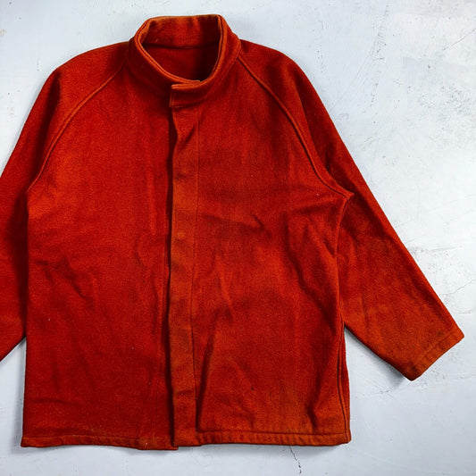 Vintage 60s 70s Wool Delivery Workwear Jacket M Rockabilly Burnt Orange Red