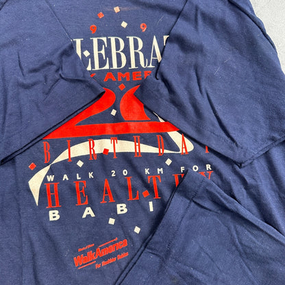 Walk America Happy Babies VTG T Shirt Baby Support March Dimes 80s USA Oregon