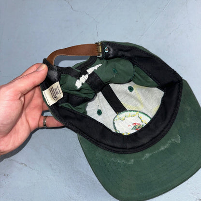Vintage 7up Hat Made In USA Snap Back Trucker Style Worn Green 90s Heavy Used