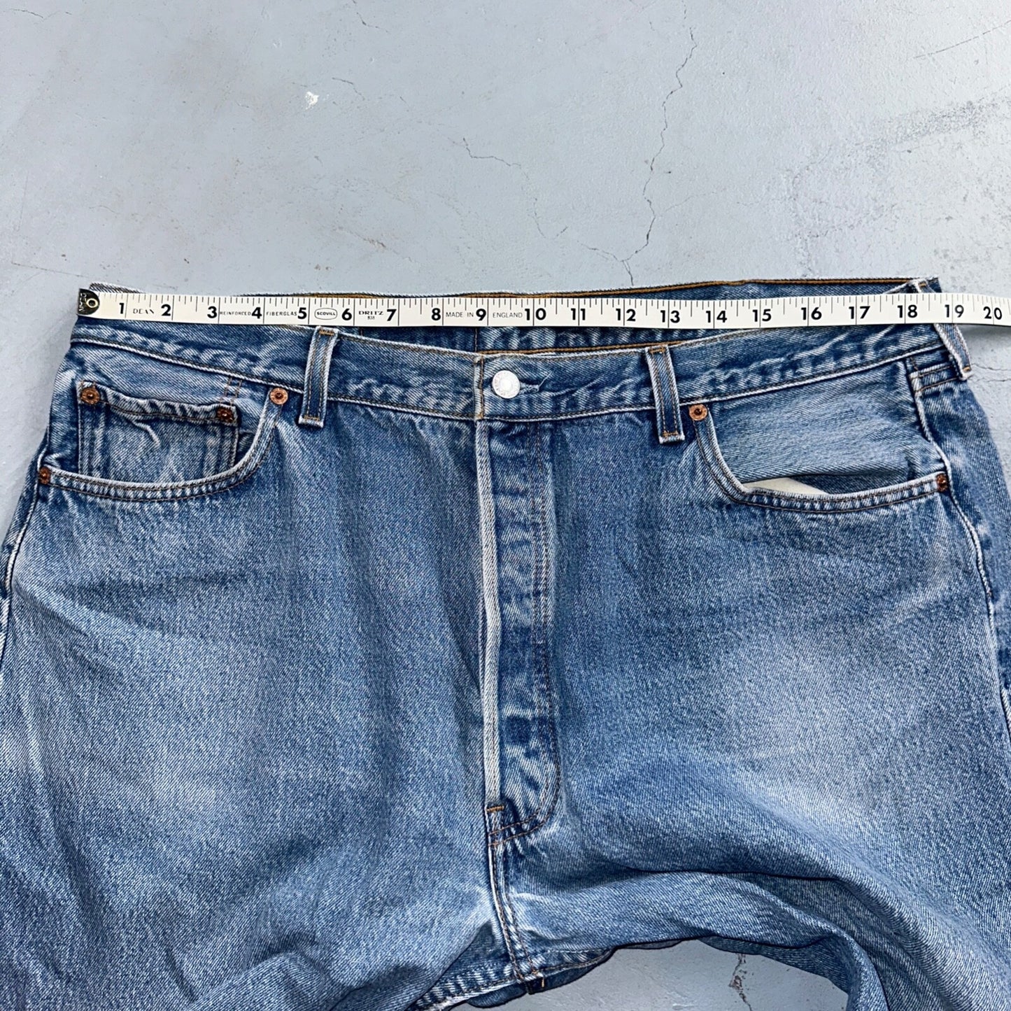 Levis 501 Vintage 90s USA XX Straight Leg Jeans Blue Med Wash 42x32 Act 38x27