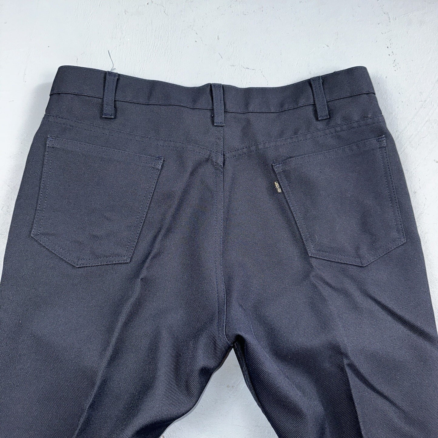 Levis 70s USA 517 36x32 Bootcut Pants Navy Blue Polyester Slacks Vintage 34x27