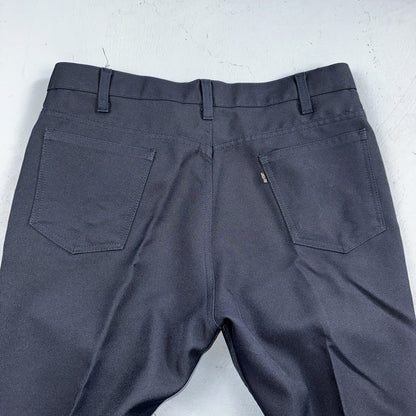 Levis 70s USA 517 36x32 Bootcut Pants Navy Blue Polyester Slacks Vintage 34x27