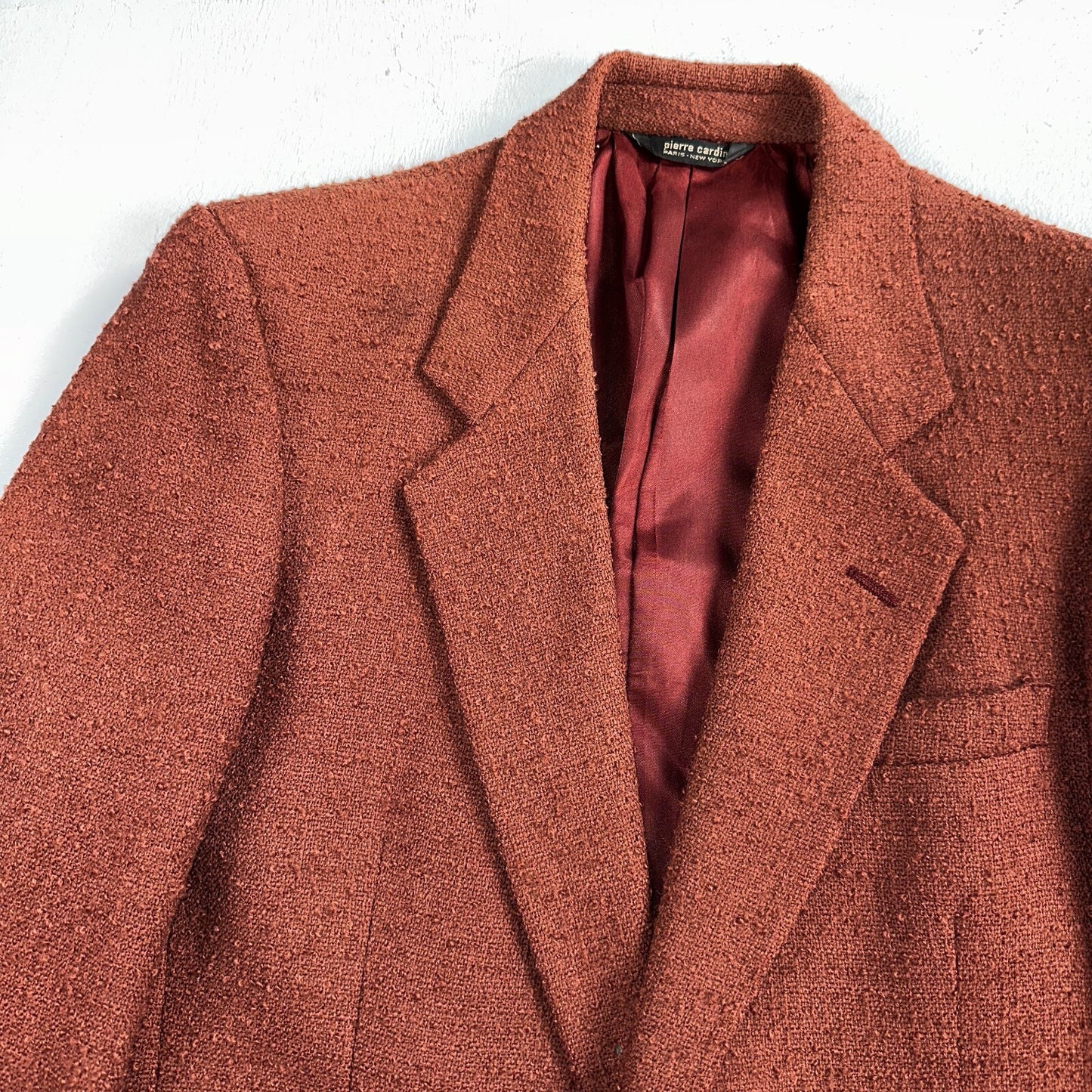 VTG Mens Suit 38 Jacket Sport Coat Rockabilly 80s 90s Red Orange Pierre Cardin