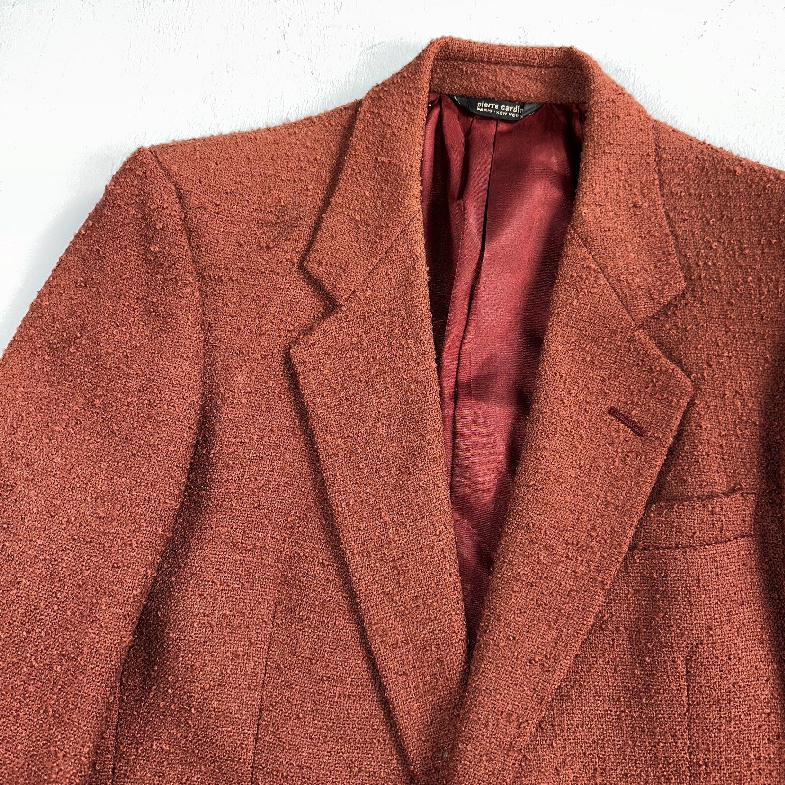 VTG Mens Suit 38 Jacket Sport Coat Rockabilly 80s 90s Red Orange Pierre Cardin