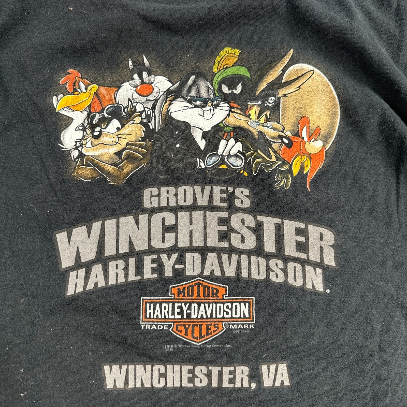 Harley Davidson Looney Tunes VTG T Shirt Motorcycle Bike Graphic Winchester Y2K