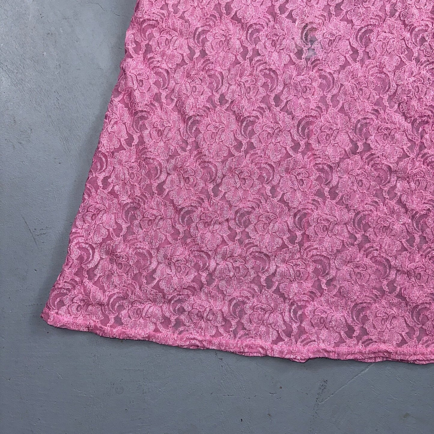 Soft Sensations 80s VTG Women's Lace Trim Satin Mini Slip Lingerie Dress Pink