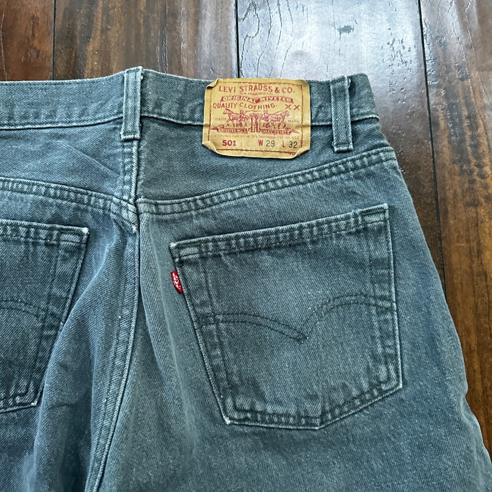 VTG 90s Levis 501 Button Fly 29x32 USA Tag Jeans Straight Wash Blue XX Act 28x30