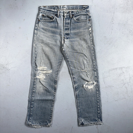 Levis 501 Vintage 80s USA XX Straight Leg Jeans 32x31 Thrashed Wash Act 30x26