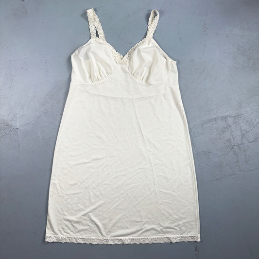 VTG 1970s Shadow Line Lingerie Slip Dress Sleepwear Full Sweep Nightgown Lace