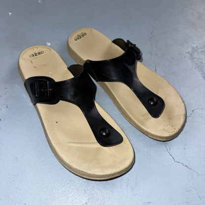 Gezer Slip On Sandals Open Toe Slide Womens 39EU Black Simple Y2K VTG Style