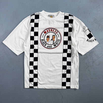 Madness Hot Girls VTG T Shirt Twin Medium 90s Black White Checkerboard Drama Art