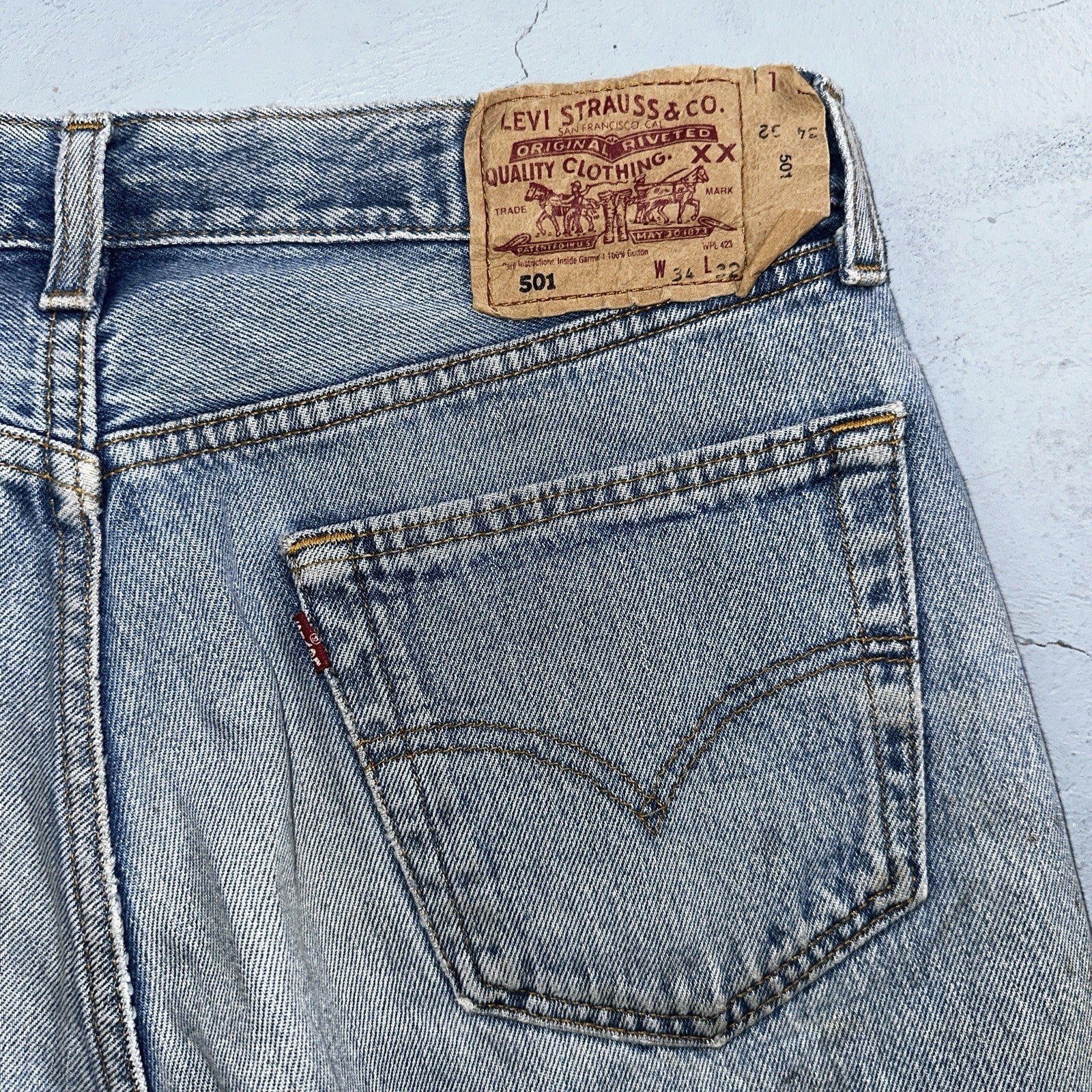 Levis 501 Vintage 90s Y2K XX Straight Leg Jeans Blue Med Wash 34x32 Act 33x31