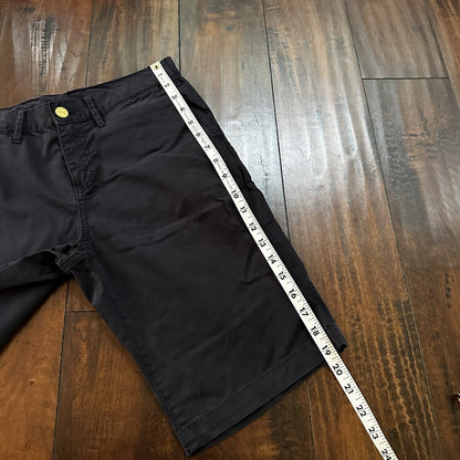 Tory Burch Women's Boyfriend Bermuda Chino Shorts Gold Button Navy Blue Size 29