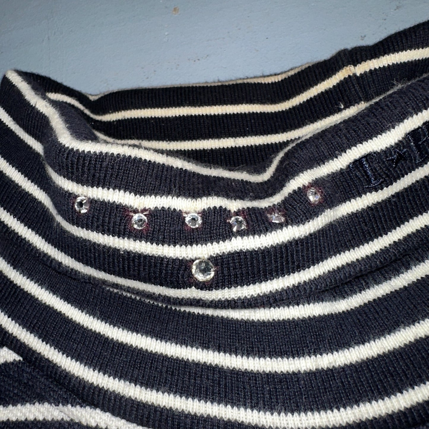 TOMMY HILFIGER Striped Turtleneck Long Sleeve XL Sparkles Added Custom VTG 90s