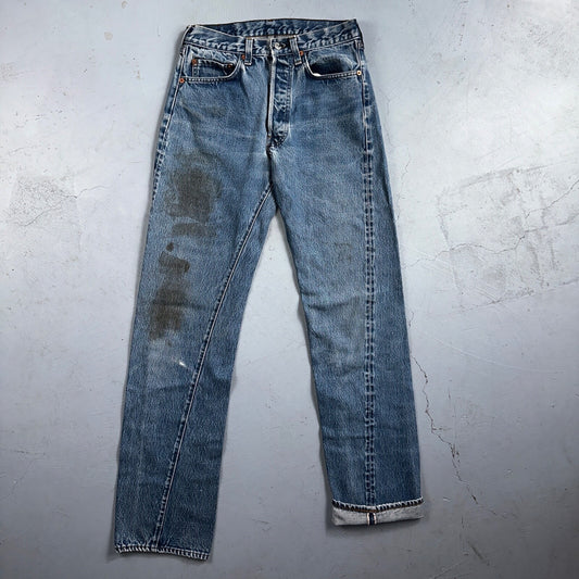 Levis 501 Vintage 80s Redline Selvedge USA XX Jeans Light Wash Stained Act 28X33