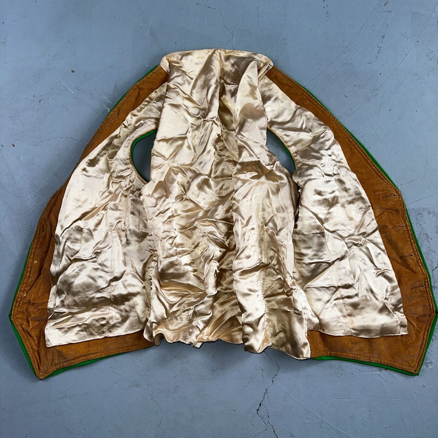 Vintage Buckle Back Vest Mens Green Waistcoat Size S 1940s 1950s 1960s Antique