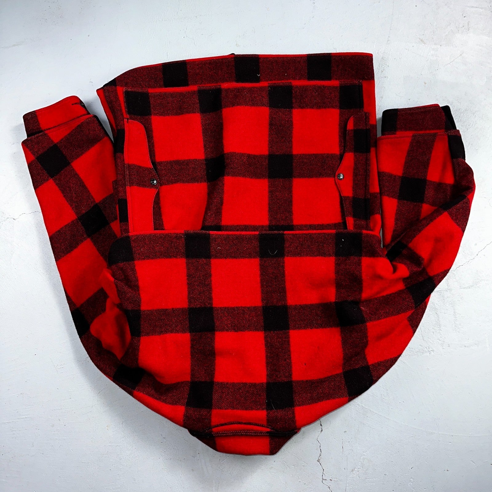 Filson Double Mackinaw Cruiser Coat Jacket Mens 46 Red Plaid Wool 70s Vintage