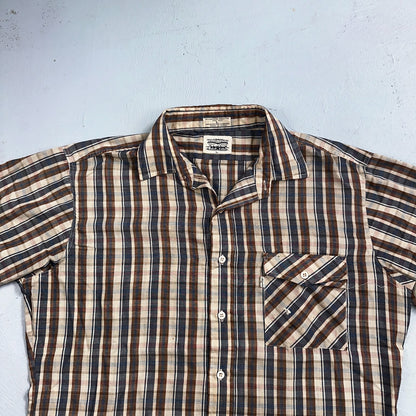 Levis VTG 1980s Button Shirt Mens L Plaid 80s Cowboy Shirt Korea Short Sleeve