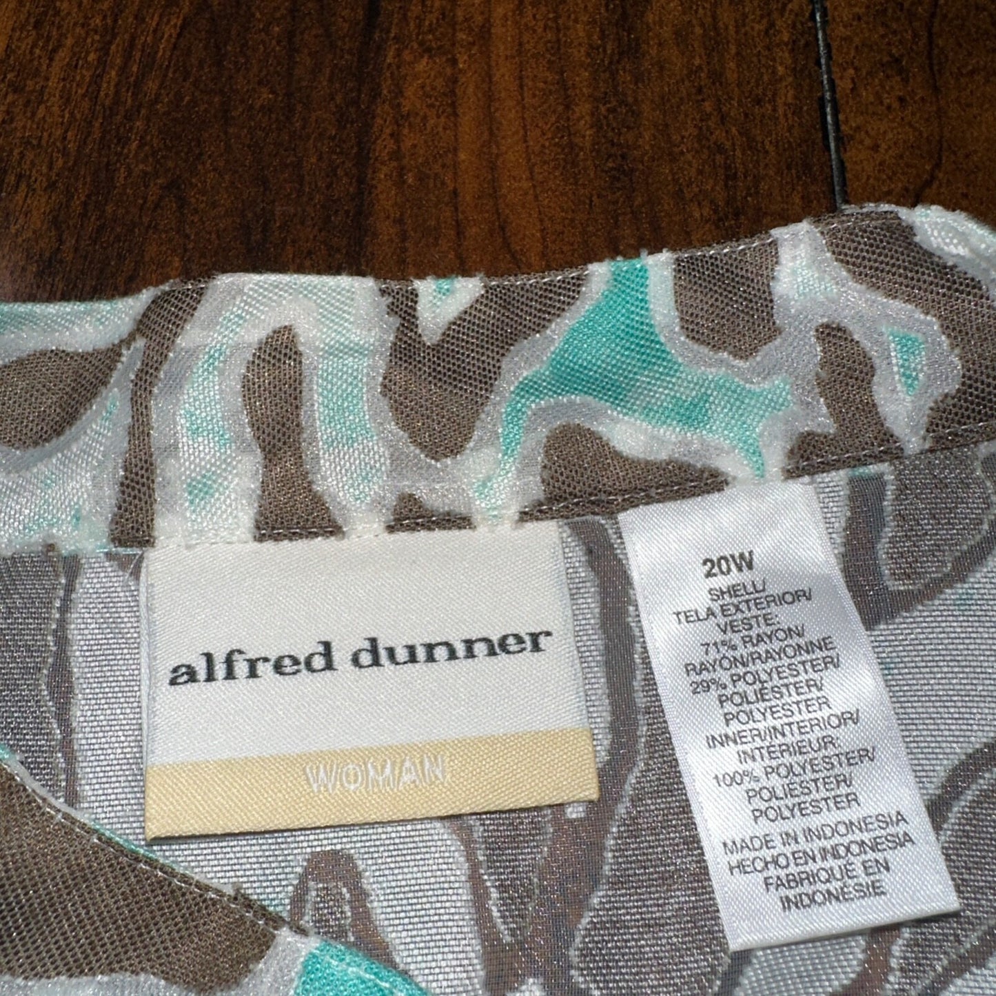 Alfred Dunner 3/4 Sleeve Button Shirt Up Tropical Floral Print Blouse Tiger Strp