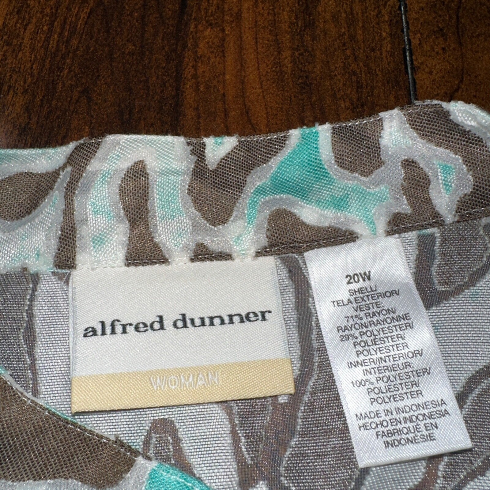 Alfred Dunner 3/4 Sleeve Button Shirt Up Tropical Floral Print Blouse Tiger Strp