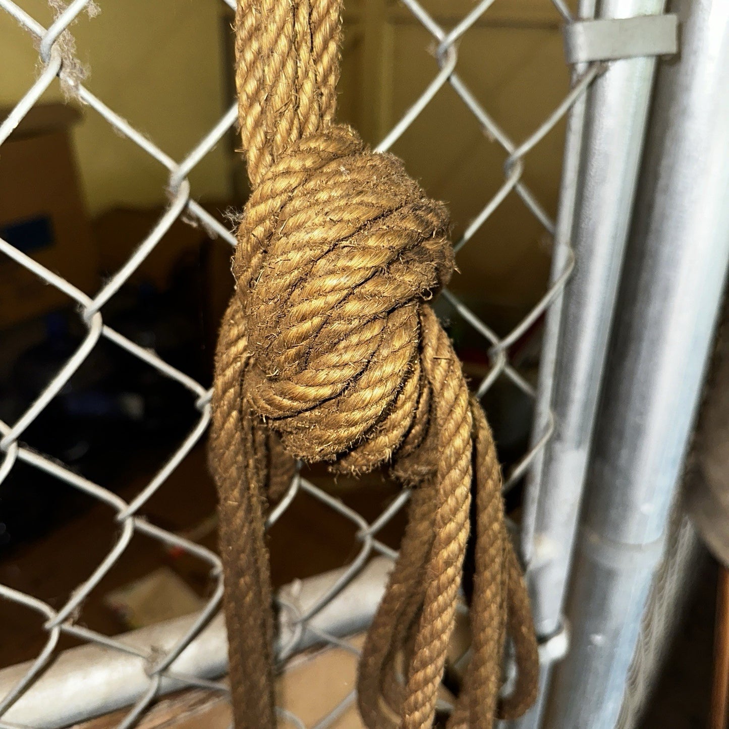 VTG Used Bell System Canvas Bucket Rope Lineman Tool Tote Barn Pulley Antique