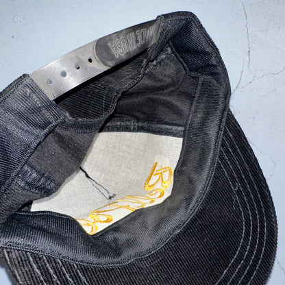 Conway Washington Bell Pole Corduroy VTG Hat Cap Snapback Black USA Hiking Truck