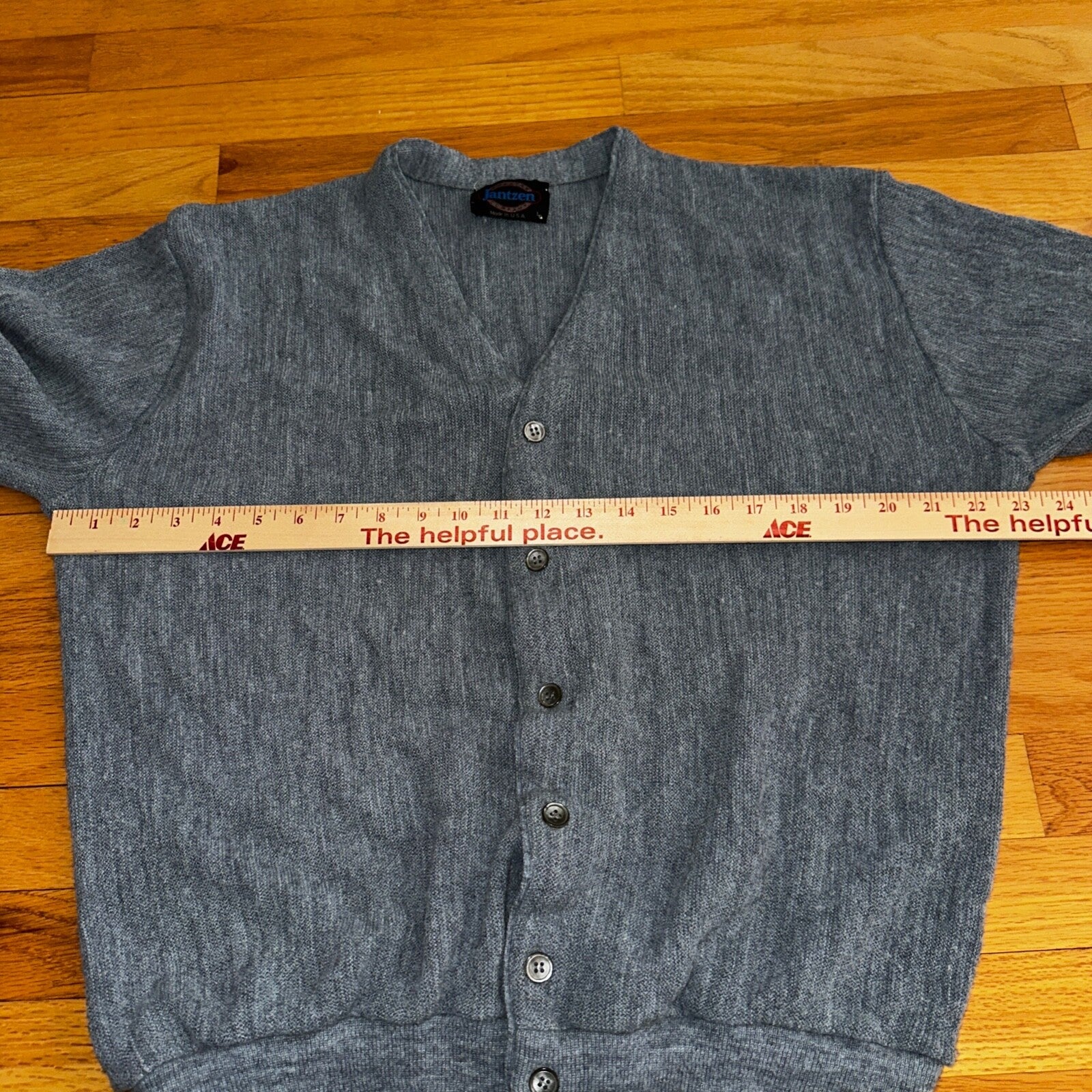 Vintage Jantzen Men’s Large Cardigan Gray Sweater Kurt Cobain 1980s 80s Rare