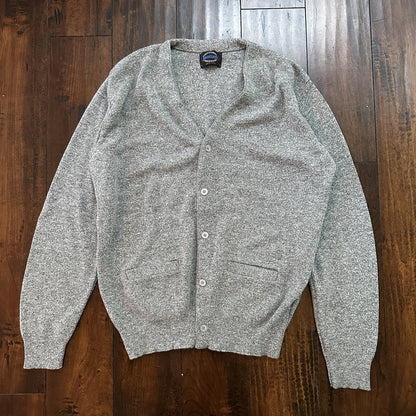 VTG 70s Jantzen Gray Wool Dave Marr Grandpa Cardigan Sweater Rockabilly L USA