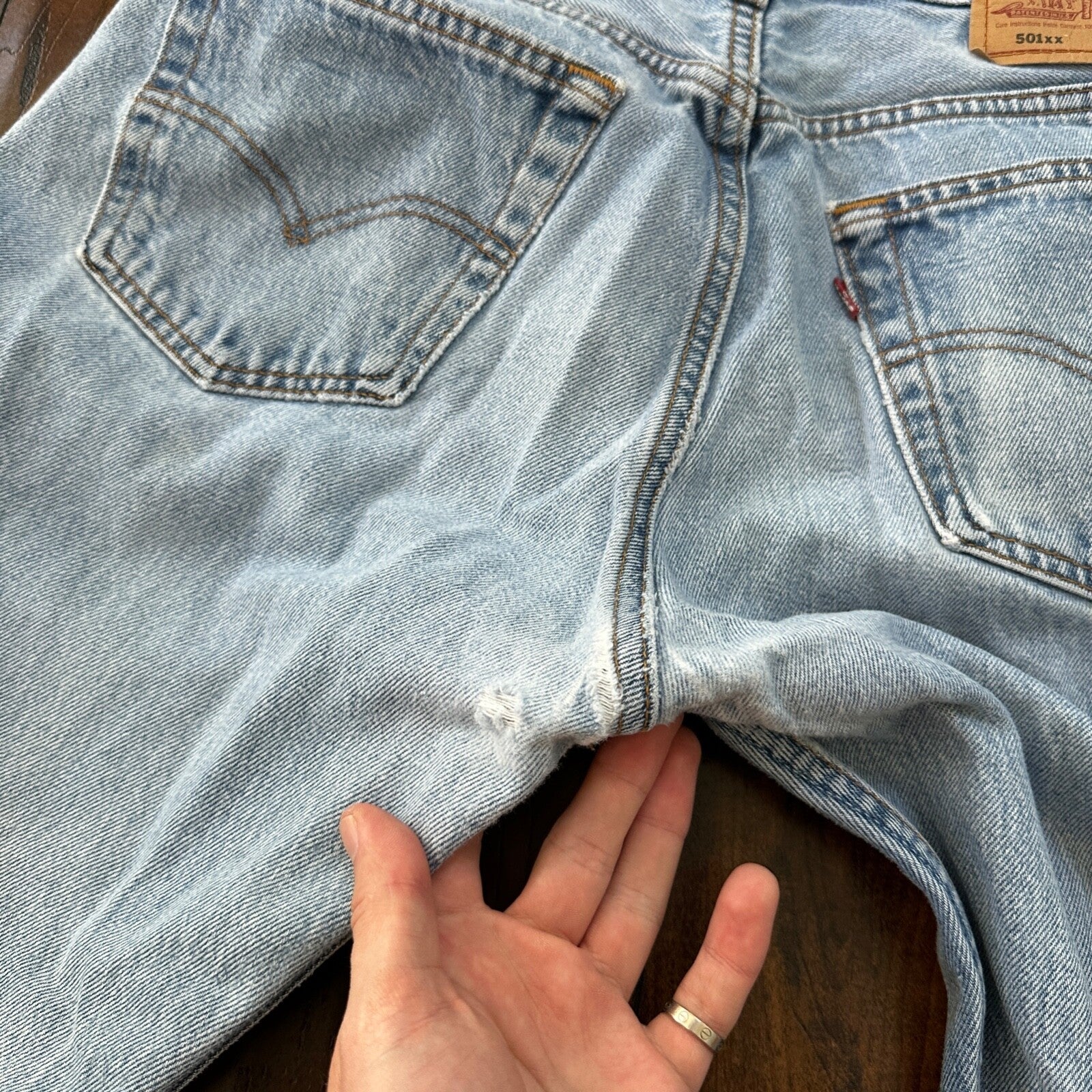 VTG 90s Levis 501 Button Fly 34x36 USA Tag Jeans Straight Wash Blue XX Act 30x32