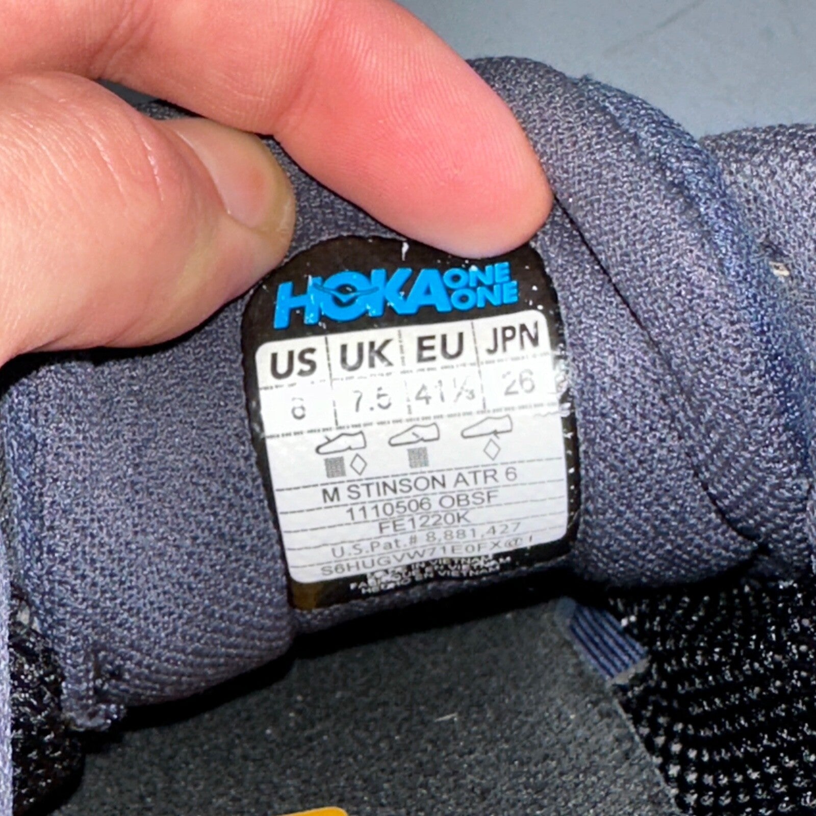 Hoka One One Mens Stinson ATR 6 1110506 OBSF Black Running Shoes Sneakers Sz 8