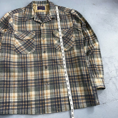 Pendleton VTG Board Shirt Plaid 100% Wool Button Down Size M Plaid 1970s Camp