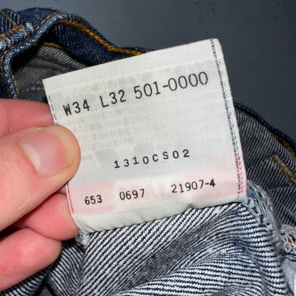 Levis 501 Vintage 90s USA XX Straight Leg Jeans Blue Dark Wash 34x32 Act 31x29