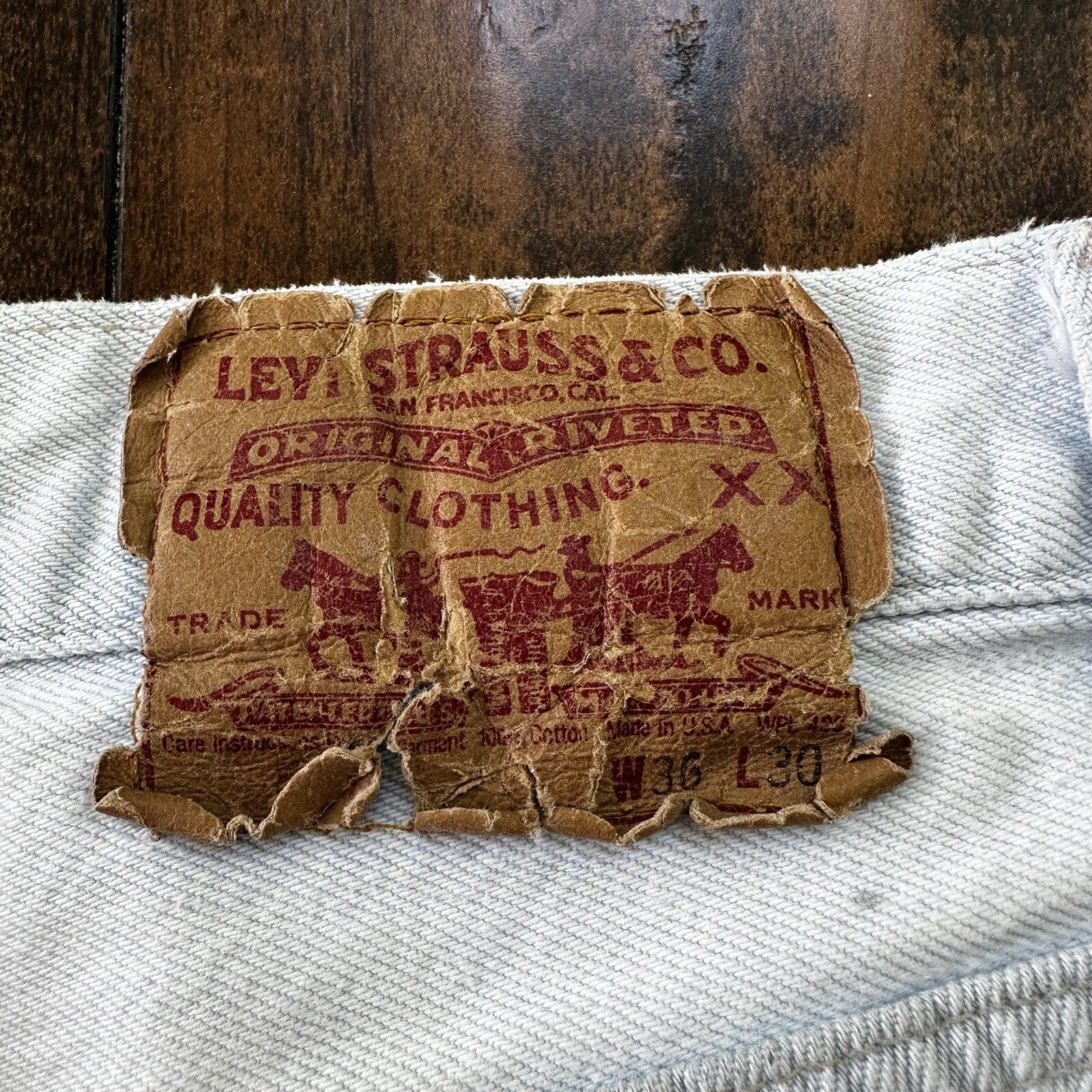 Vintage 90s Levis 501 USA 36x30 Tag Jeans 80s Blue Light Wash Act Worn 33x29