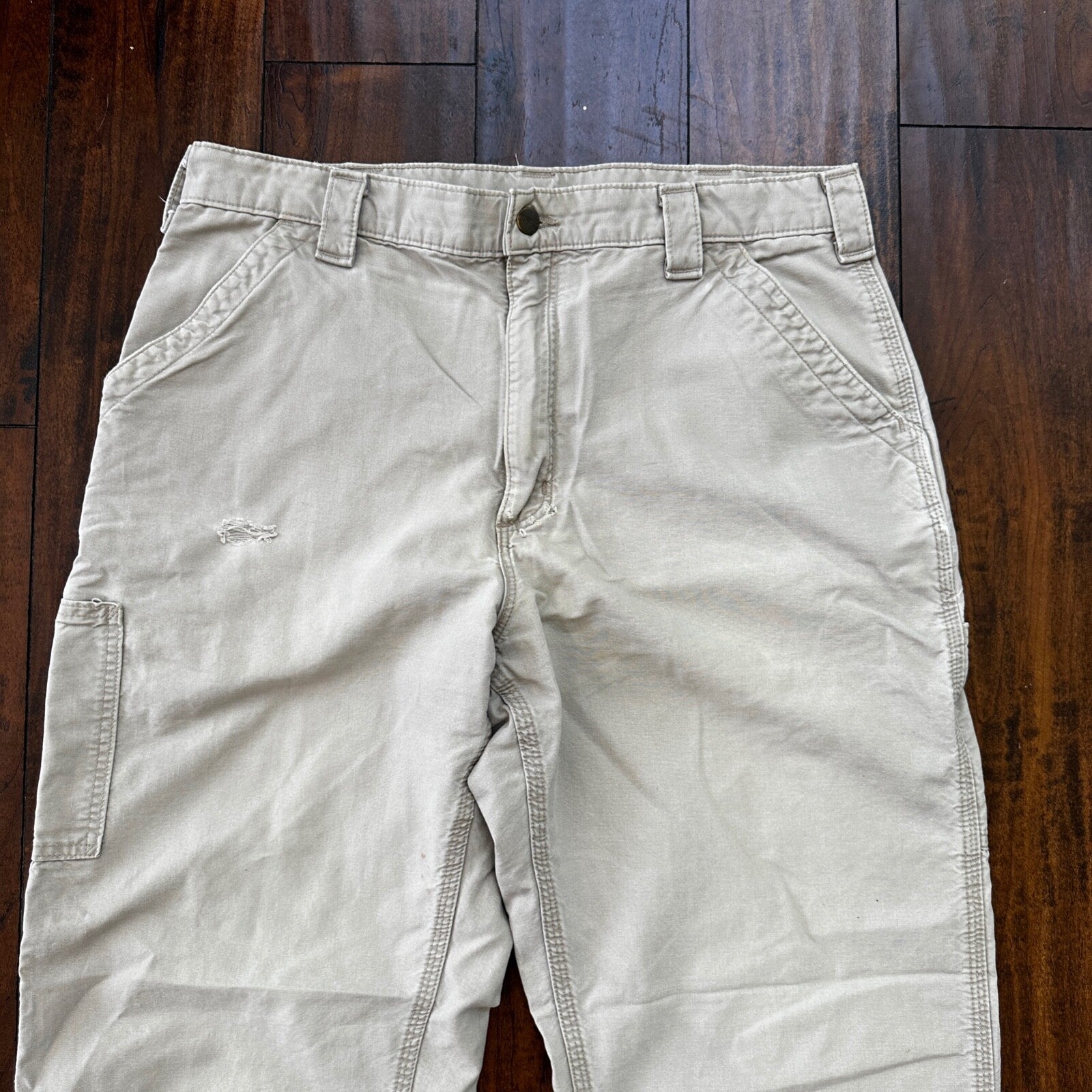 Carhartt B161 Straight Leg Work Men's Size 36x34 Tan Dungaree Fit Pants